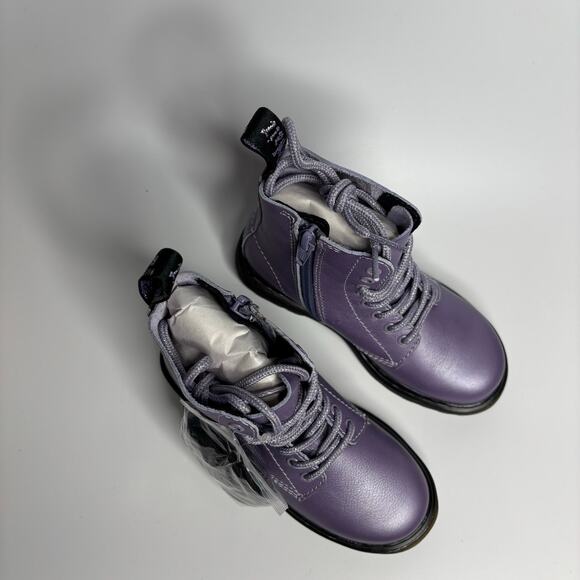 Dr. Martens Junior 1460 Pascal Leather Boots in Lavender Metallic Virginia Diva - Picture 6 of 9